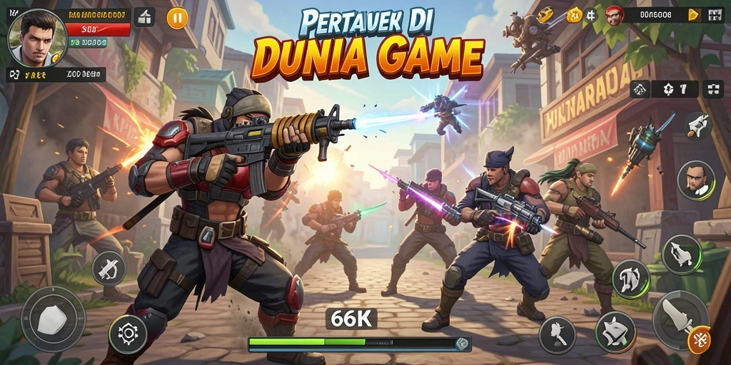 Screenshot gameplay 66K menampilkan aksi pertarungan yang mendebarkan.