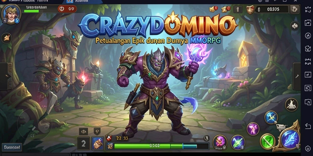Tampilan menarik dari gameplay <strong>CRAZYDOMINO</strong> dalam dunia MMORPG yang luas.