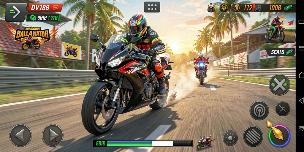 Tampilan seru balapan motor di DV188 dengan grafis menawan.