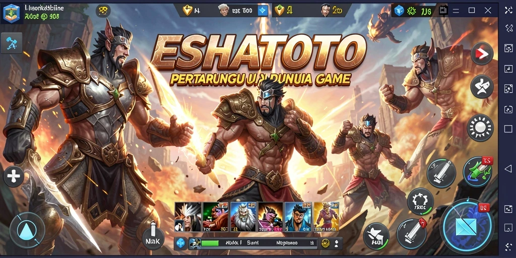 Tampilan pertarungan seru dalam ESHATOTO dengan karakter yang unik.