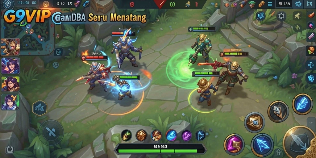 Tampilan gameplay seru dalam G9VIP dengan karakter beragam.
