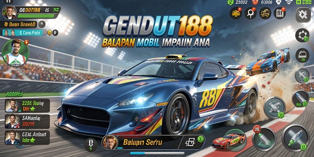 Gameplay seru dalam balapan mobil di GENDUT188.