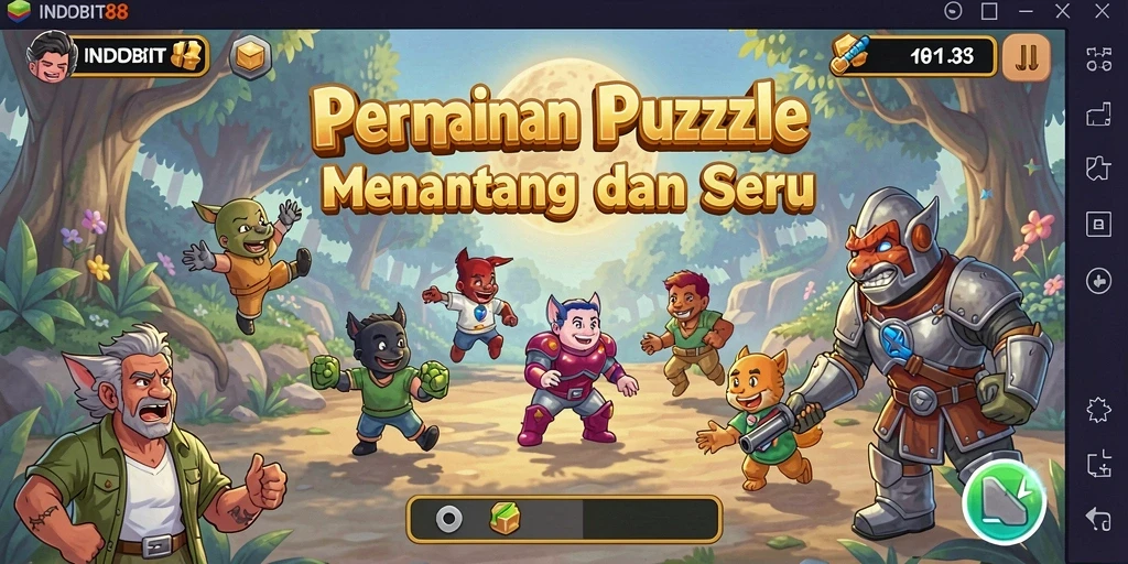 Tangkapan layar gameplay INDOBIT88 menampilkan teka-teki yang menarik dan warna-warni.