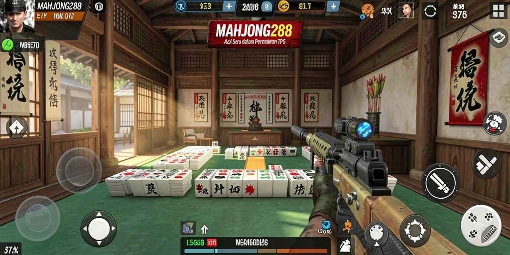 Screenshot gameplay MAHJONG288 menampilkan aksi seru dalam permainan TPS.