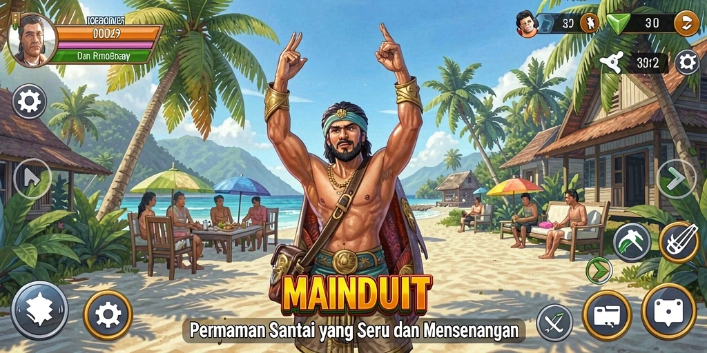 Tampilan gameplay seru MAINDUIT dengan desain warna-warni.