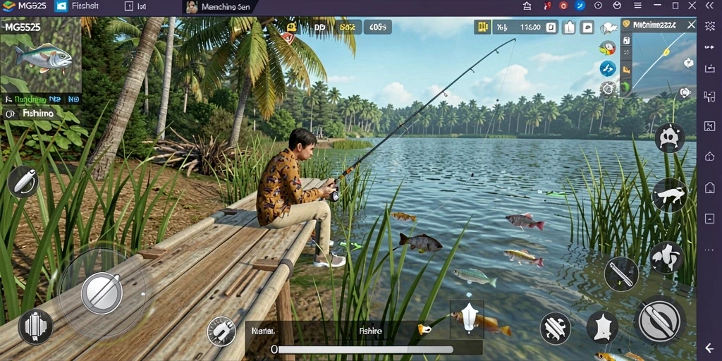 Tampilan menarik dari gameplay memancing dalam MG525.