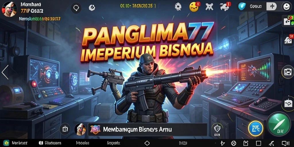Screenshot utama PANGLIMA77 menampilkan gameplay manajemen bisnis yang menarik.