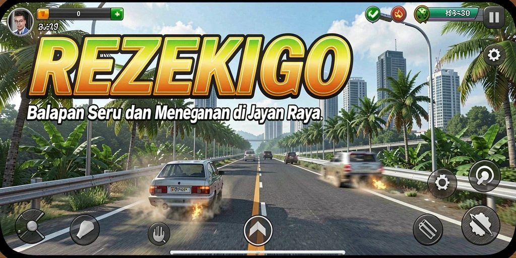 Tampilan grafik memukau dalam gameplay balapan REZEKIGO.