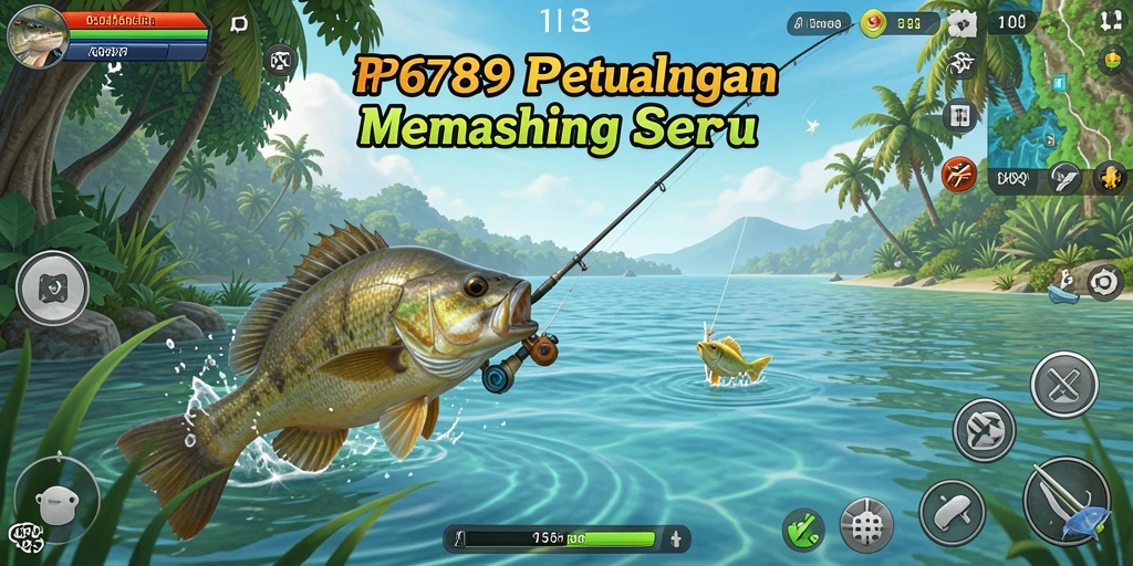 Tampilan gameplay RP6789 dengan berbagai lokasi memancing yang menarik.