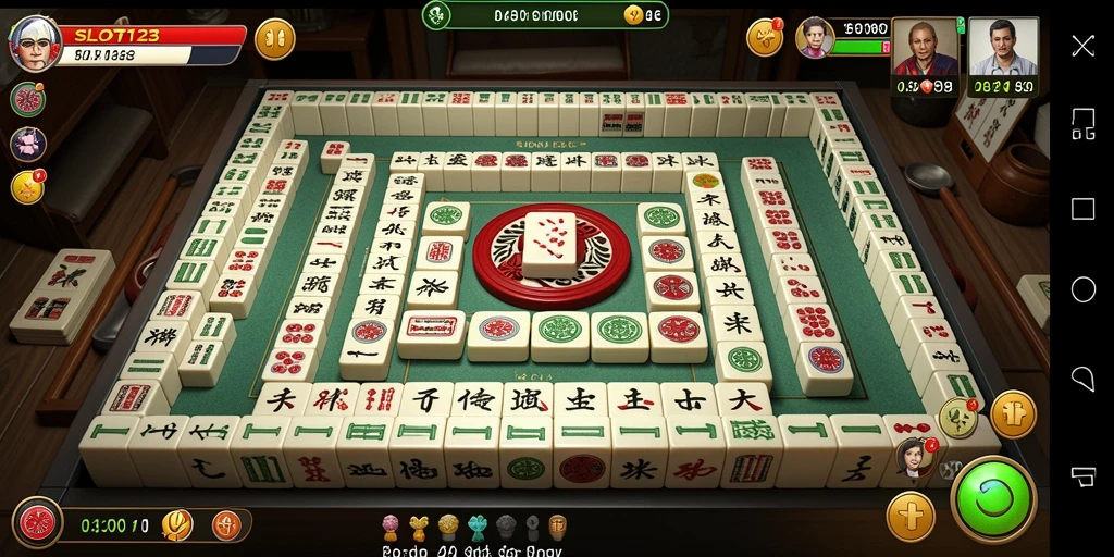 Tangkapan layar utama SLOT123 menampilkan gameplay Mahjong yang menarik.