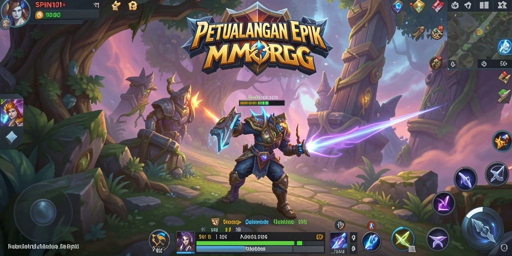 Tampilan gameplay SPIN101 yang menampilkan pertarungan dan eksplorasi.