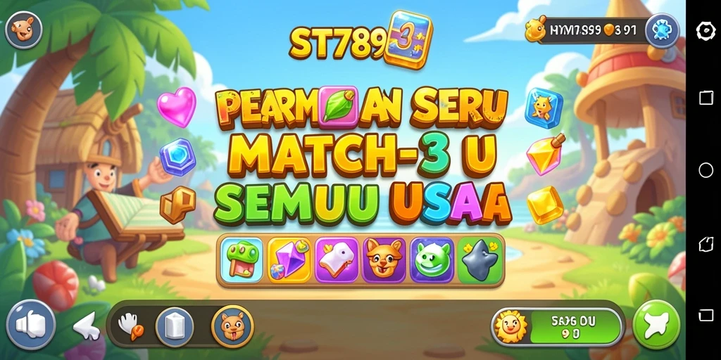 Screenshot yang menunjukkan gameplay seru dari ST789 Match-3.