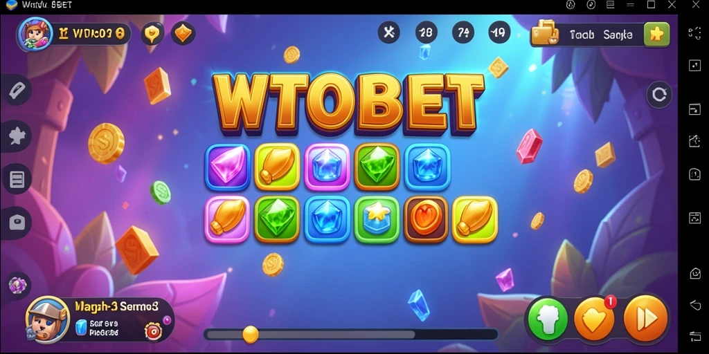 Tampilan gameplay seru dari WTOBET dengan tantangan Match-3.