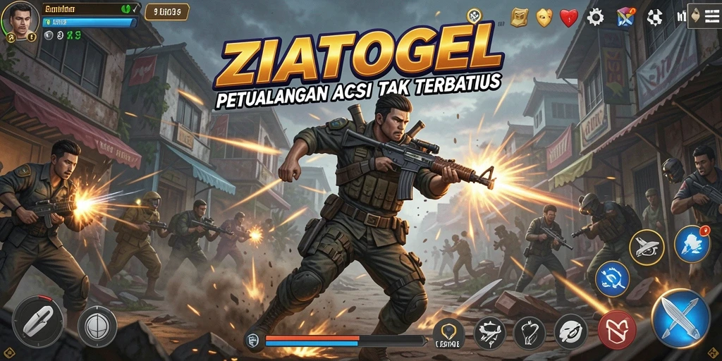 Tampilan gameplay ZIATOGEL dengan aksi yang intens.