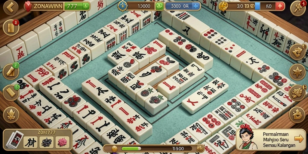Tampilan gameplay ZONAWIN777 yang menarik saat bermain Mahjong.